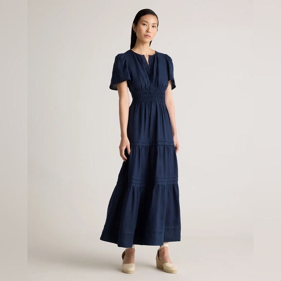 Quince Dresses & Skirts - NWT! Quince | 100% European Linen Tiered Maxi Dress | Deep Navy | Large